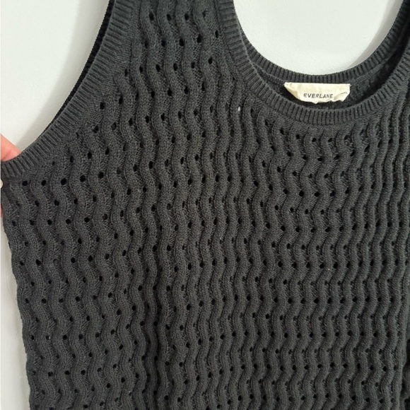 Everlane Tank Top Women XXL Black Stretch Sweater Crochet Knit Organic Cotton - Picture 2 of 8